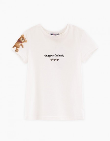 Футболка молочного оттенка для девочки