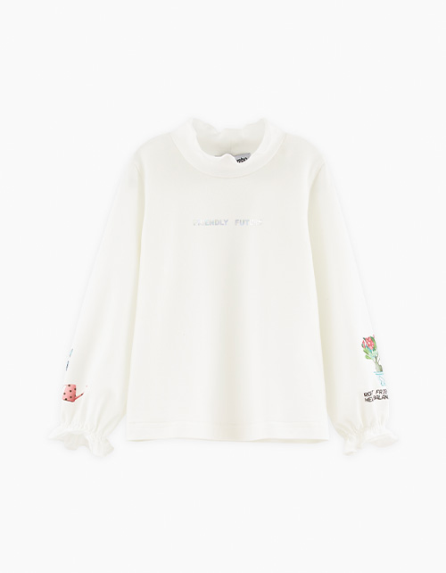 Романтичный лонгслив оттенка молоко для девочки