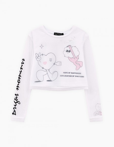 Белый лонгслив для девочки