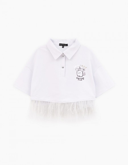 Белый джемпер-поло для девочки