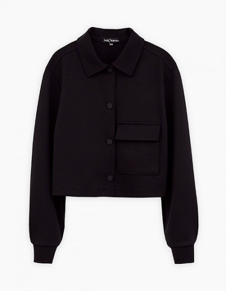 Чёрный укороченный жакет для девочки Чёрный укороченный жакет для девочки