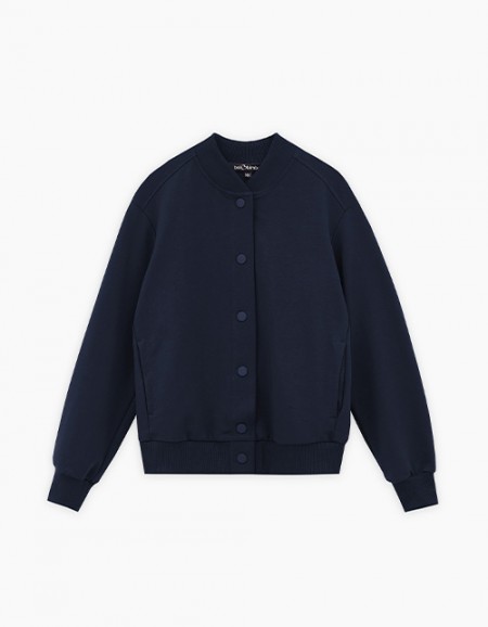 Тёмно-синий жакет-бомбер для девочки Тёмно-синий жакет-бомбер для девочки