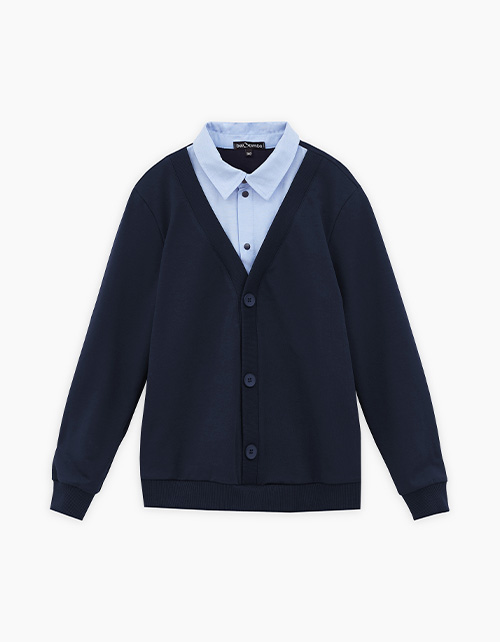 Тёмно-синий джемпер-обманка для мальчика