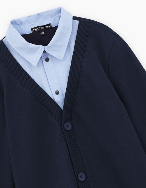 Тёмно-синий джемпер-обманка для мальчика