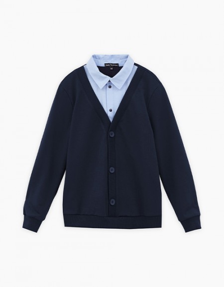 Тёмно-синий джемпер-обманка для мальчика