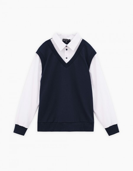 Тёмно-синий джемпер-поло для мальчика