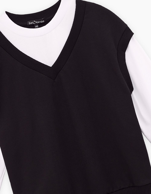 Чёрный джемпер-обманка для девочки