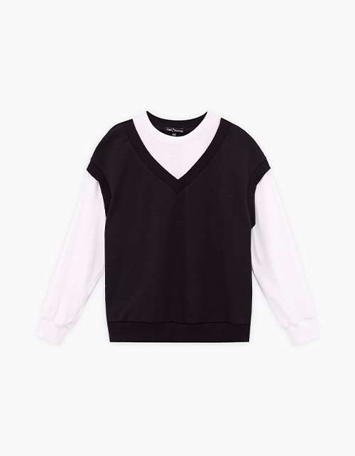 Чёрный джемпер-обманка для девочки