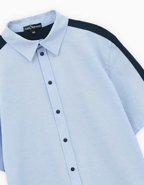 Голубая рубашка с коротким рукавом для мальчика