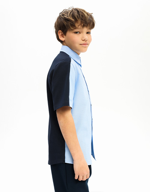 Голубая рубашка с коротким рукавом для мальчика