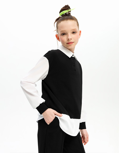 Чёрный джемпер-обманка для девочки