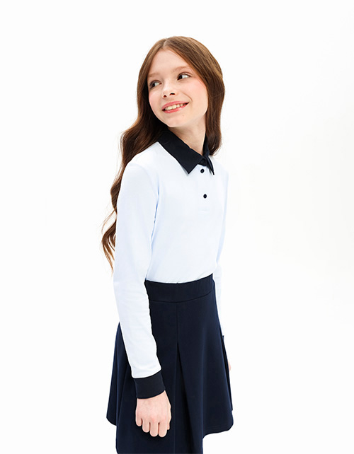 Голубой джемпер-поло для девочки