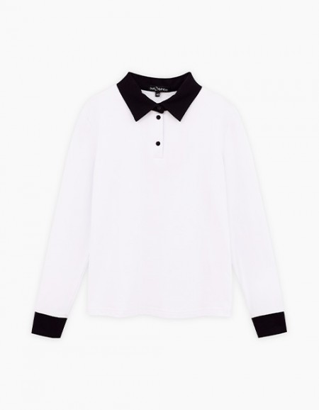 Белый джемпер-поло для девочки Белый джемпер-поло для девочки