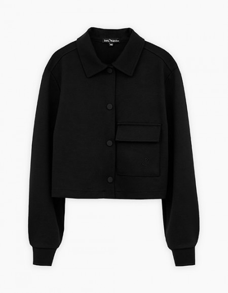 Чёрный укороченный жакет для девочки Чёрный укороченный жакет для девочки