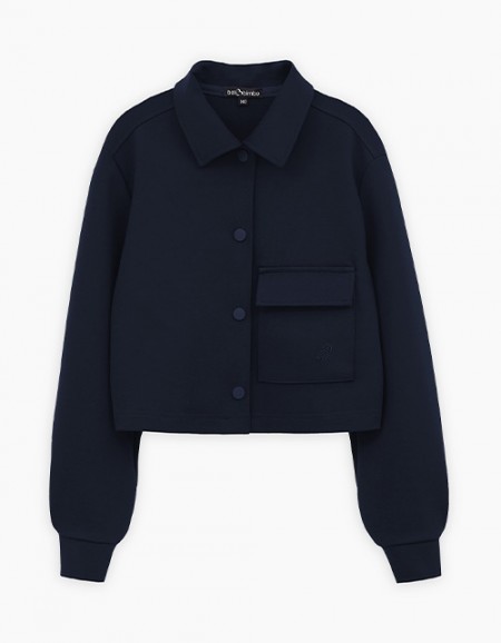 Тёмно-синий укороченный жакет для девочки Тёмно-синий укороченный жакет для девочки