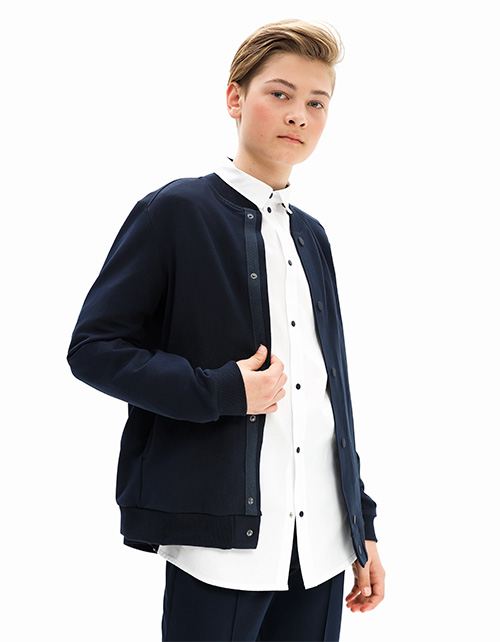 Тёмно-синий жакет-бомбер для мальчика