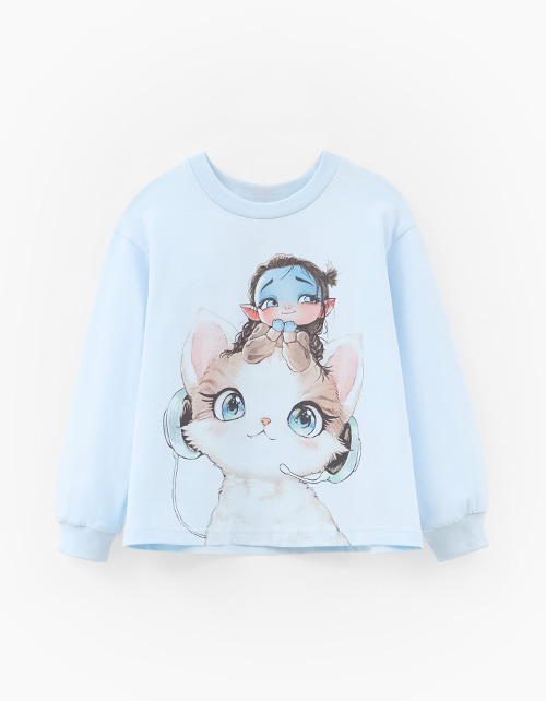 Голубой лонгслив для девочки