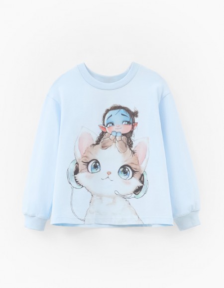 Голубой лонгслив для девочки