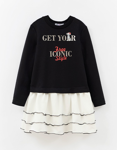 Элегантное чёрно-белое платье для девочки