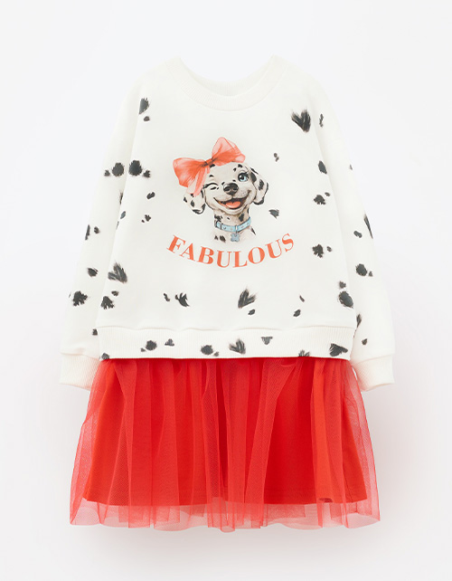 Платье с красной юбкой для девочки