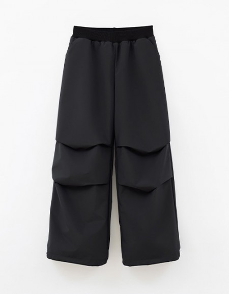 Чёрные утеплённые брюки-парашюты на флисе для мальчика