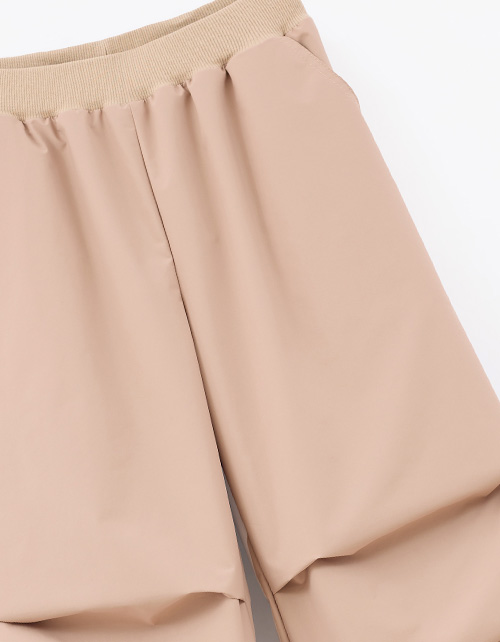 Бежевые утеплённые брюки-парашюты на флисе для девочки