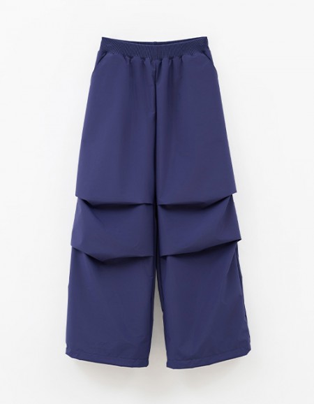 Тёмно-синие утеплённые брюки-парашюты на флисе для девочки