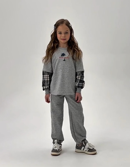 Брюки оттенка серый-меланж для девочки