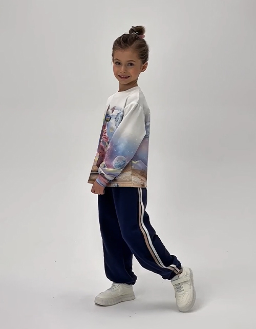 Брюки-джоггеры с лампасами для девочки