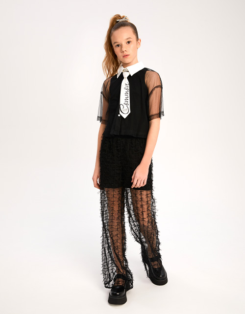 Стильная чёрная блузка для девочки