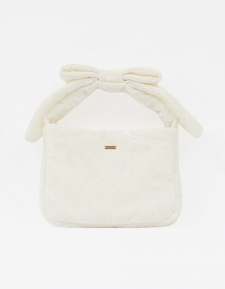 Стильная молочная бархатная сумка для девочки