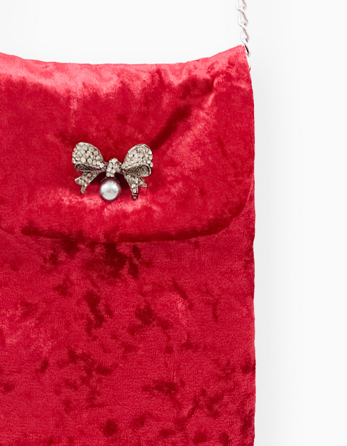 Бархатная красная сумка для девочки