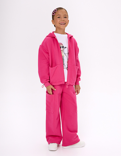Зип-худи в оттенке фуксия для девочки