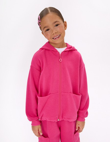 Зип-худи в оттенке фуксия для девочки