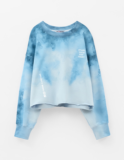 Укороченный свитшот с браш-эффектом для девочки