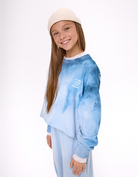 Укороченный свитшот с браш-эффектом для девочки