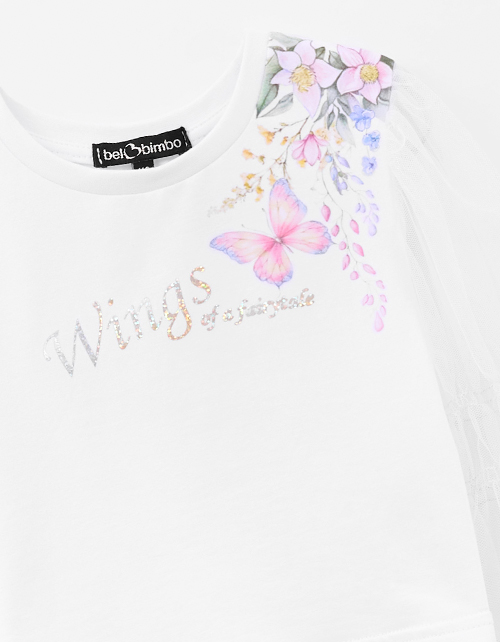 Укороченная белая блузка с воздушными рукавами для девочки