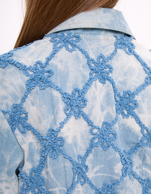 Укороченный жакет из варёного денима с вышивкой для девочки