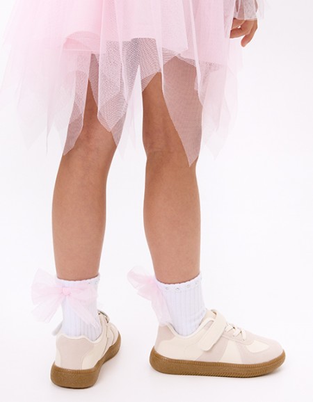 Белые носки с лиловым бантом для девочки