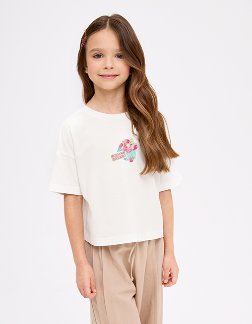 Молочный укороченный топ для девочки Молочный укороченный топ для девочки