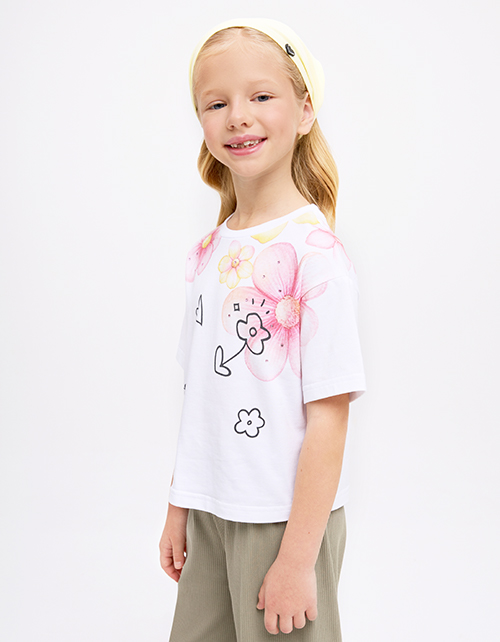 Белая укороченная футболк для девочки