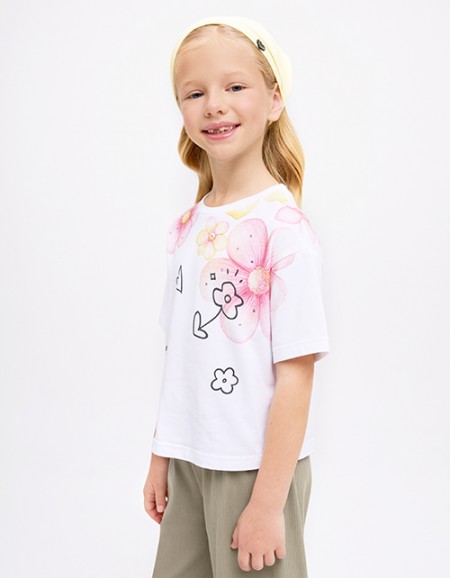 Белая укороченная футболк для девочки