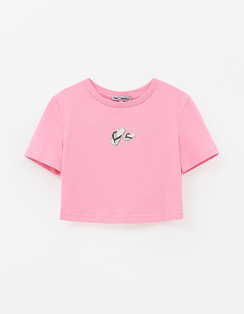 Розовый укороченный топ для девочки