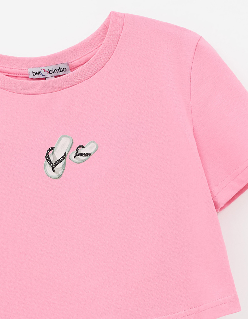 Розовый укороченный топ для девочки