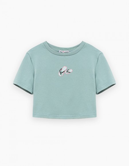 Мятный укороченный топ для девочки