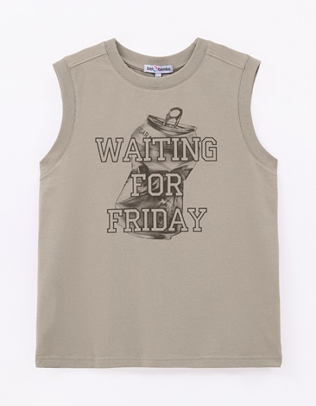 Оливковая футболка без рукавов для мальчика Оливковая футболка без рукавов для мальчика