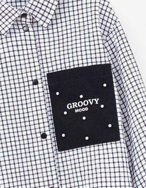 Укороченная блузка-рубашка в клетку для девочки