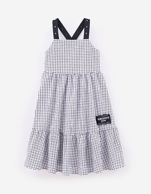 Сарафан в клетку на бретелях для девочки