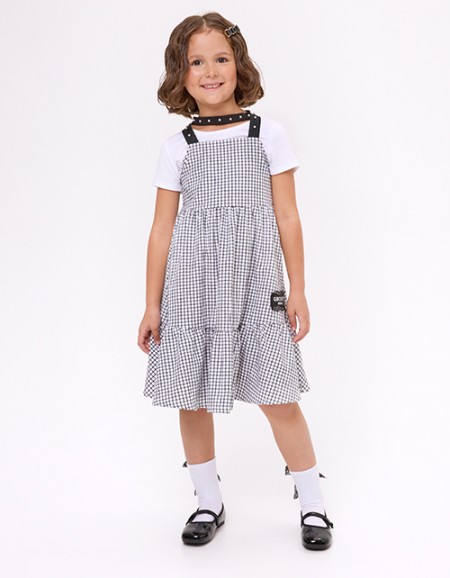 Сарафан в клетку на бретелях для девочки