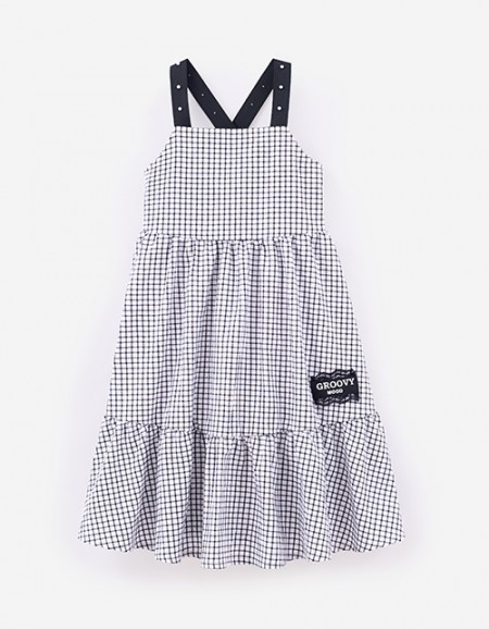 Сарафан в клетку на бретелях для девочки